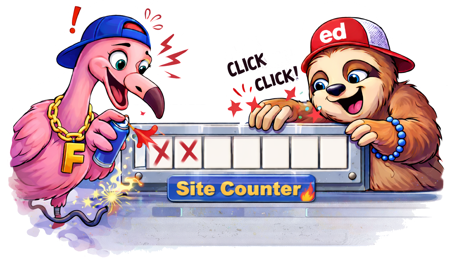 Freddie and Eddie at the Site Counter